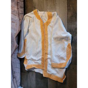 White gold trim pullover cover cardigan long sleeve